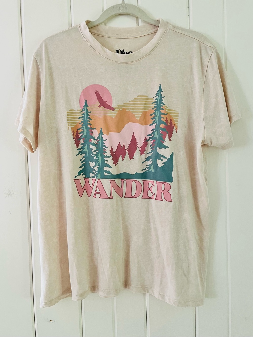 WANDER Graphic Tee - Pastel Nature Print, Sz L (P2P 22”)